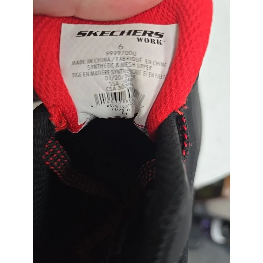 Skechers Women's Steel Toe Steel Plate Athletic Work Shoes 99997000 Black Red 6M - Picture 4 of 8